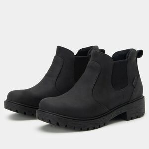 NIB Alegria Rowen Tar Chelsea Boot Women 37 US 7-7.5 Black Faux Leather Lug Sole